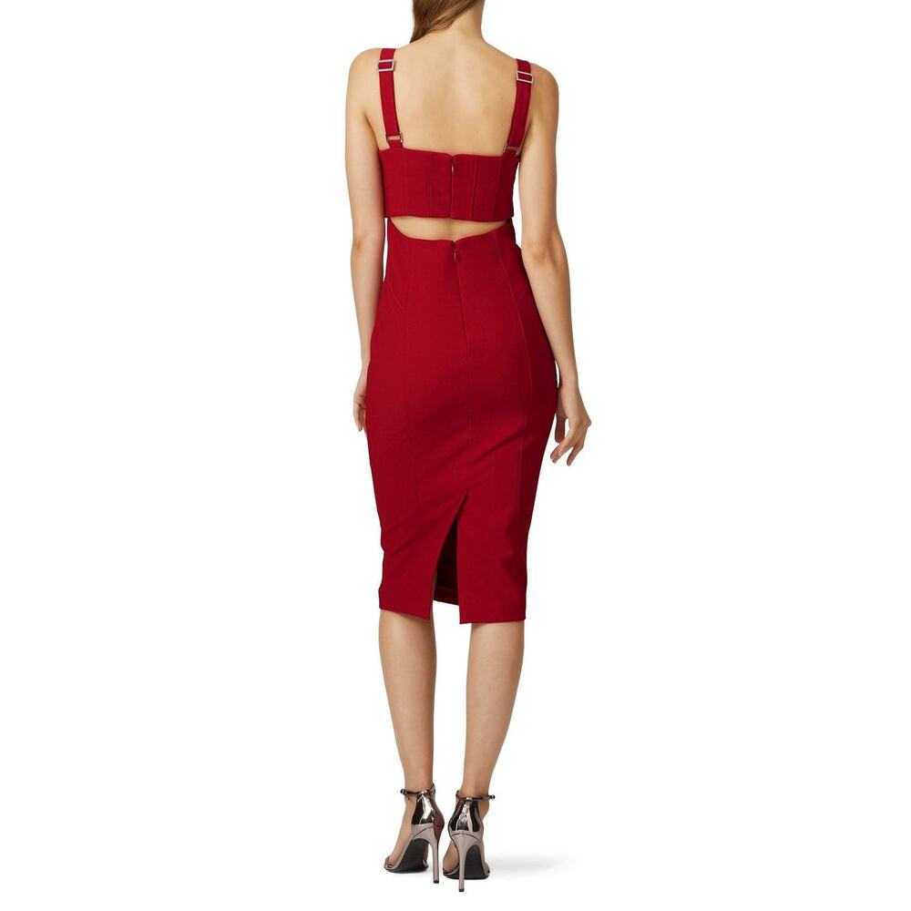 CINQ A SEPT Red Square Neck Back Cutouts Sleeveless Dakota Midi Dress size 4 - Picture 12 of 16